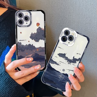 เคสโทรศัพท์มือถือ Soft TPU For iPhone 7 8 plus 11 12 13 14 15 pro 14 pro max 13 pro 15 plus X XR XS MAX พระอาทิตย์ตก