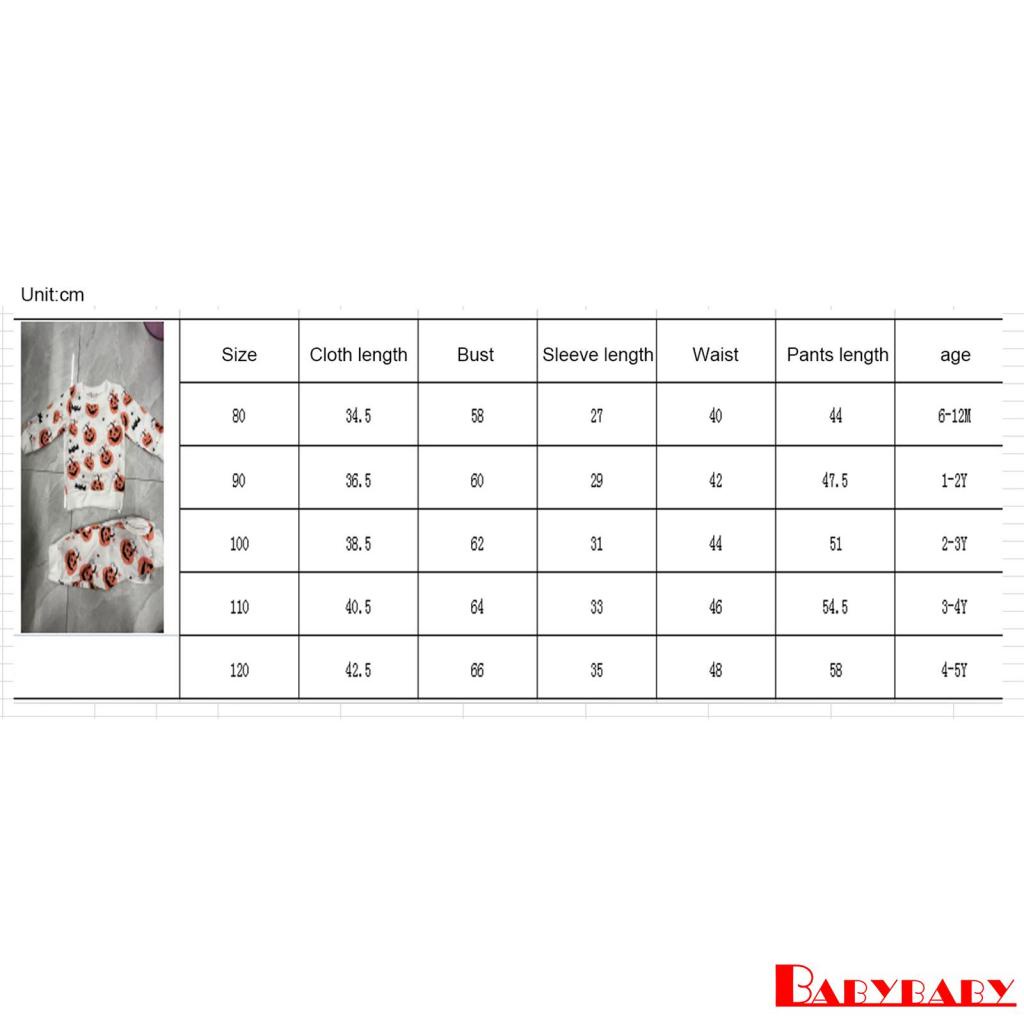 babybaby-เด็ก-2-ชิ้น-ฮาโลวีน-ชุดฟักทองค้างคาว-พิมพ์ลาย-เสื้อแขนยาว-กางเกง