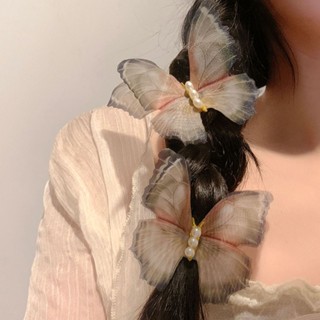 Fairy spirit smart tulle butterfly wing hairpin female forest is Xianmei advanced sense edge clip hairpin headgear antique hair ornaments