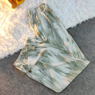 230# tie-dye high-waisted trousers Womens Summer Thin Section Slender Loose Straight Casual Drape Wide Leg Pants