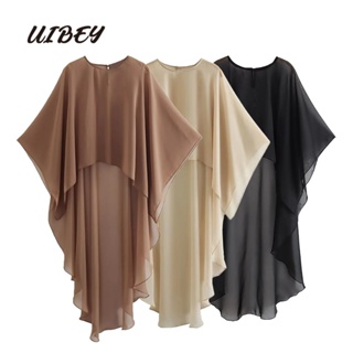 Uibey เสื้อโค้ท คอกลม ทรงหลวม 8873