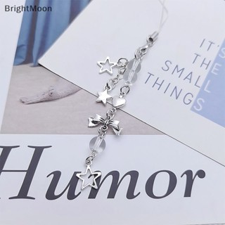 Brightmoon จี้โบว์ดาวห้าแฉก สีเงิน น่ารัก เรียบง่าย ห้อยโทรศัพท์ เชือกโซ่โลหะ ผู้หญิง ผู้หญิง โทรศัพท์มือถือ ดี