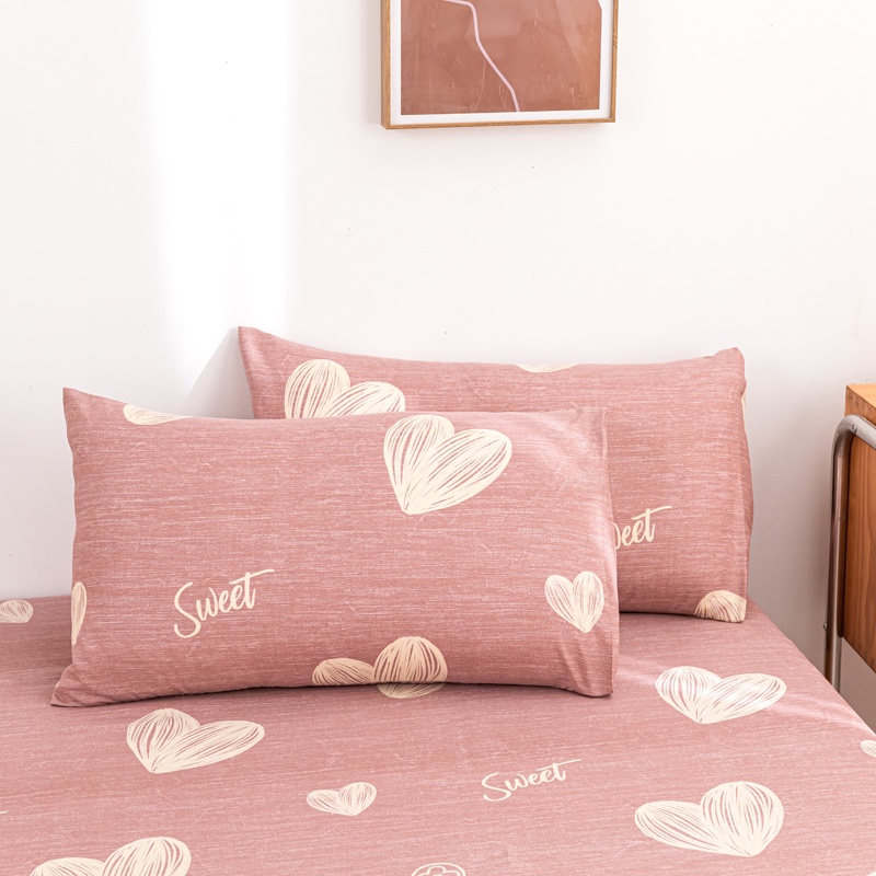ปลอกหมอน-ผ้าปูเตียง-แบบนิ่ม-ลายหัวใจ-สีชมพู-สําหรับเตียงควีนไซซ์-คิงไซซ์