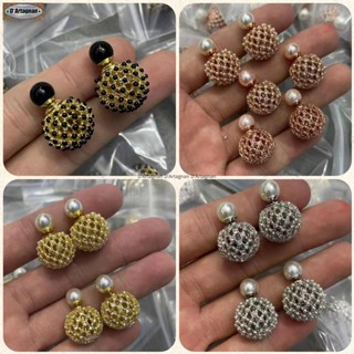 {TOP} Cd TRIBALES ใหม่ ต่างหูเข็มเงิน 925 ประดับลูกปัดคริสตัล สีชมพู ชุบทอง สไตล์เกาหลี 2023
