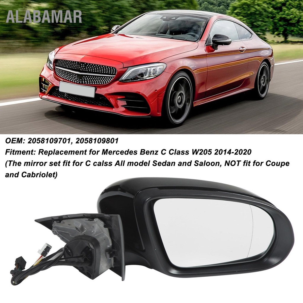 alabamar-2pcs-ด้านหลังดูกระจก-assembly-2058109701-อุ่นกระจกมองข้างด้านข้างสำหรับ-mercedes-benz-c-class-w205-2014-2020