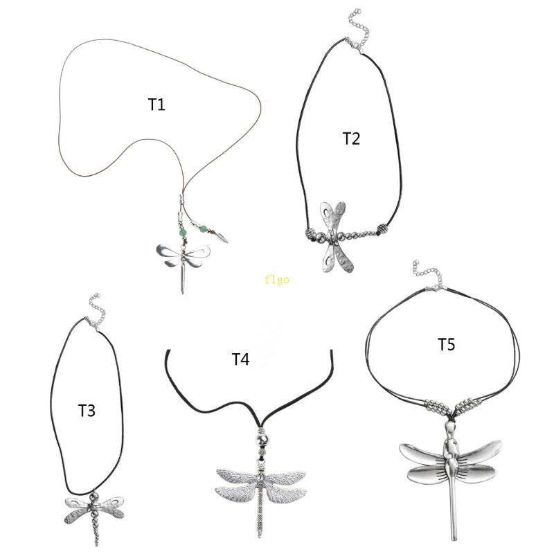 flgo-สร้อยคอโชคเกอร์-จี้แมลงปอ-สีดํา-สไตล์วินเทจ