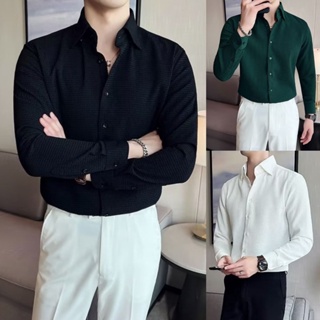 เสื้อเชิ้ตแขนยาวลําลอง เสื้อเชิ้ตผู้ชาย ทรงหลวม ขนาดใหญ่ แฟชั่นสไตล์เกาหลี เสื้อผู้ชาย สําหรับผู้ชาย ไซซ์ M - 3XL