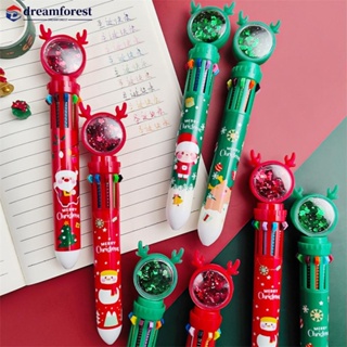 Dreamforest ปากกาลูกลื่น ลายคริสต์มาส สีแดง สีเขียว 10 สี สําหรับนักเรียน I7K7 10 สี