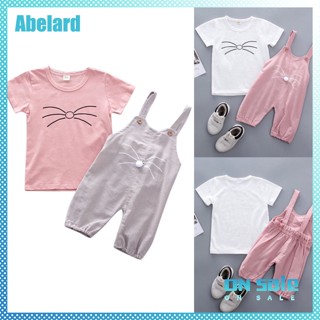 Abelard เสื้อยืดแขนสั้น ลายคิตตี้ และกางเกงขายาว สําหรับเด็กผู้หญิง 2 ชิ้น ต่อชุด