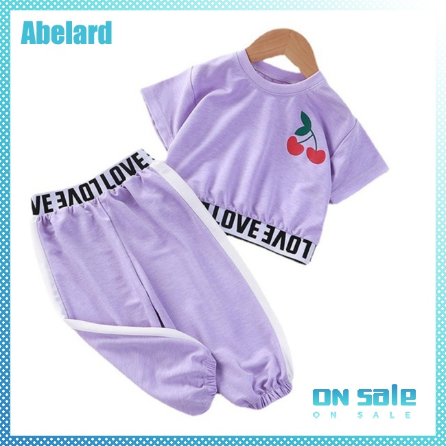 abelard-เสื้อยืดแขนสั้น-ลายการ์ตูนเชอร์รี่-และกางเกงขายาว-สําหรับเด็กผู้หญิง-อายุ-2-8-ปี-2-ชิ้น-ต่อชุด