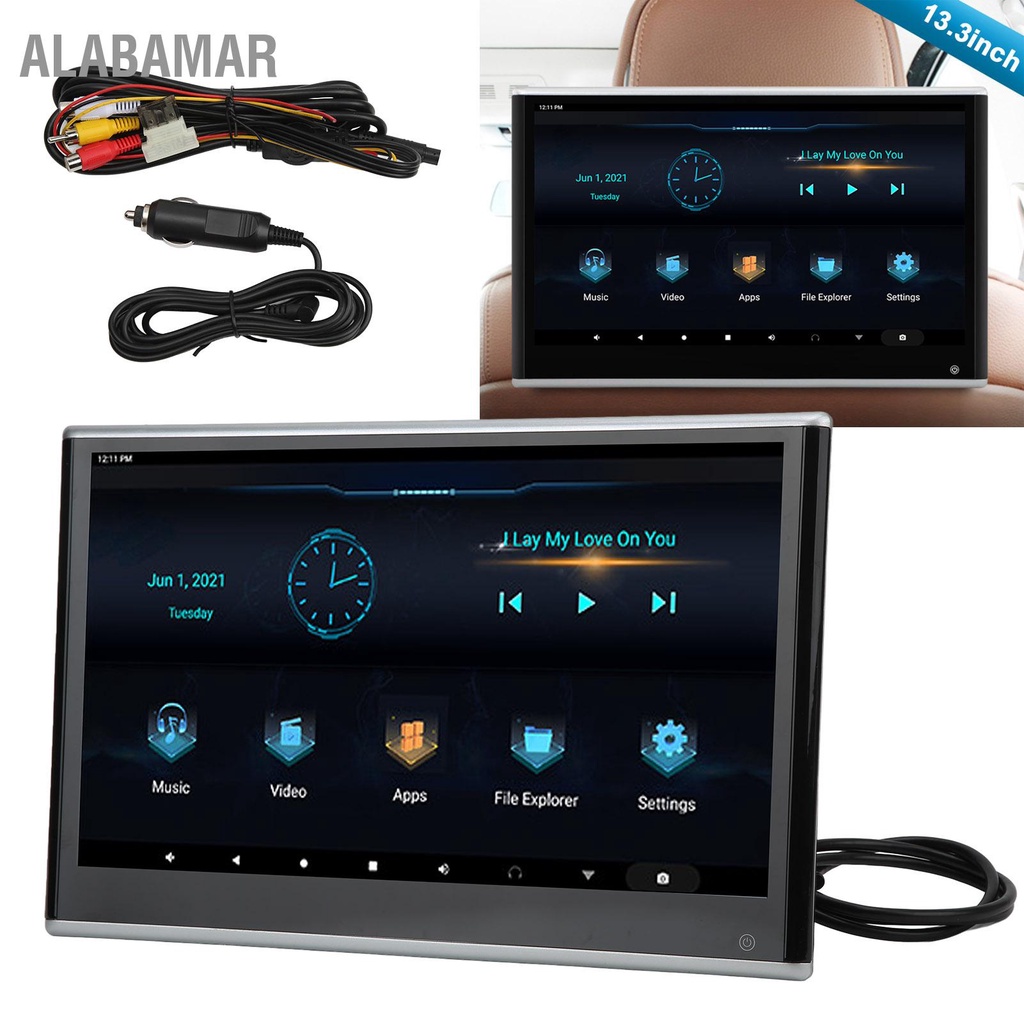 alabamar-13-3in-car-headrest-monitor-2g-32g-ระบบความบันเทิงที่นั่งด้านหลังบลูทูธสเตอริโอสำหรับ-android-9-0