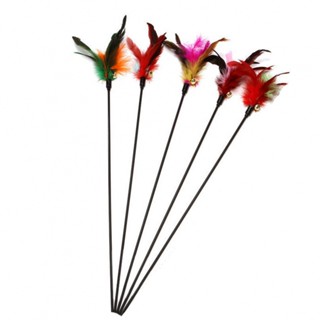 Teaser Toy 50cm Bell Rod Classic Cat Toys Colorful Feather Interactive