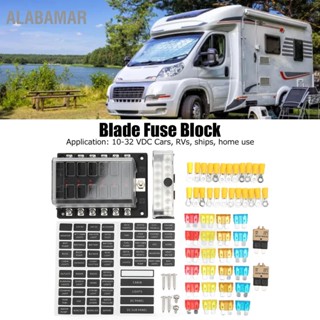 ALABAMAR ผู้ถือกล่องฟิวส์ใบมีด 12 ทางพร้อมไฟ LED 100A ทนความร้อนสำหรับรถยนต์ RVs เรือยอชท์เรือ 10-32V