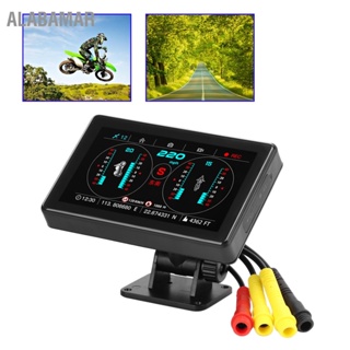  ALABAMAR เครื่องบันทึกการขับขี่รถจักรยานยนต์เลนส์คู่จอแสดงผล LCD GPS Speedometer Overspeed Alarm IP67 กันน้ำมัลติฟังก์ชั่น