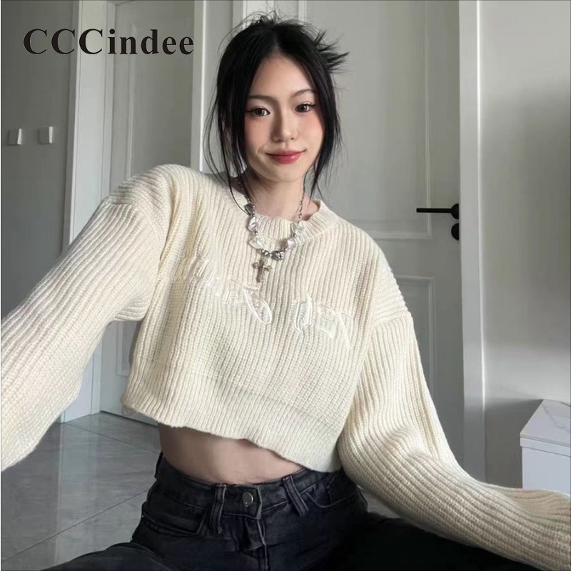 cccindee-ใหม่-เสื้อกันหนาวแขนยาว-คอกลม-เอวสูง-ลายทาง-สีตัดกัน-แฟชั่นสําหรับสตรี-2023