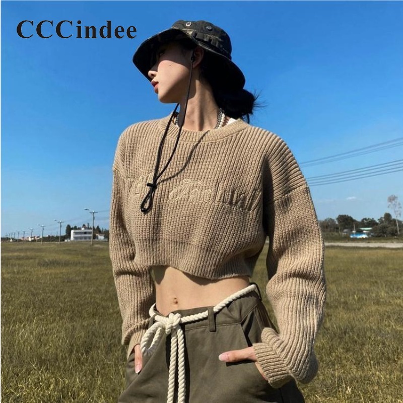 cccindee-ใหม่-เสื้อกันหนาวแขนยาว-คอกลม-เอวสูง-ลายทาง-สีตัดกัน-แฟชั่นสําหรับสตรี-2023