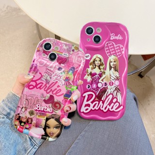 เคสโทรศัพท์มือถือ ขอบโค้ง ลายบาร์บี้ 3D สีแดงกุหลาบ สําหรับ Redmi 12C 9 9A 9C A2 9T 10 10C 12 10A A1 9C NFC Note 11 11s 8 9 10s 12 10 Pro Max Plus Mi 11 12 Lite Poco M3 เคสนิ่ม ลาย Love Princess