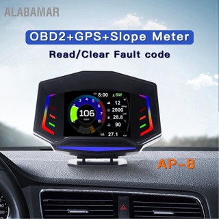 ALABAMAR รถ HUD จอแสดงผล OBD2 GPS Slope Meter มัลติฟังก์ชั่น Overspeed ALARM Smart Gauge