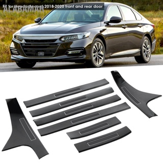 ALABAMAR 8 ชิ้น/เซ็ตประตูแผ่นคาร์บอนไฟเบอร์ประเภทเกณฑ์ Scuff Protecor GUARD ฝาครอบ Fit สำหรับ Honda Accord 2018-2020