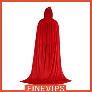 [Finevips] เสื้อคลุม ผ้ากํามะหยี่ มีฮู้ด ลายปีศาจ ทนทาน สําหรับปาร์ตี้ฮาโลวีน