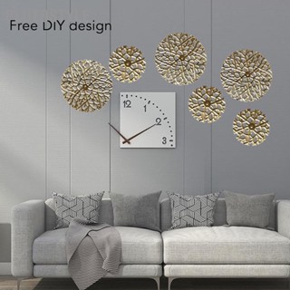 PLUTOSTYLE GOLD Wall Art ชุดเหล็กประณีตสาขาต้นไม้รอบรูปร่าง Hollow Design โลหะแขวนผนังตกแต่งสำหรับผนัง