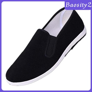 [Baosity2] รองเท้าผ้า สีดํา สไตล์ปักกิ่งดั้งเดิม สําหรับผู้ชาย ผู้สูงอายุ ใส่ออกกําลังกาย บ้าน ยิม