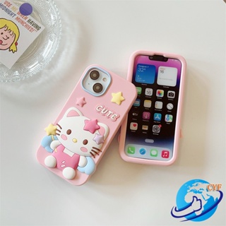 เคสซิลิโคนนิ่ม ลาย Hello Kitty 3D สําหรับ iPhone 11 12 Pro Max iPhone 13 14 Pro Max