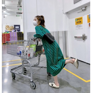 【Maxi Dress】(40-150kg) ชุดเดรสกันหนาว แขนยาว คอวี ทรงหลวม สไตล์เกาหลี แฟชั่น Perempuan Pakaian Wanita