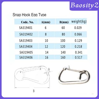 [Baosity2] ตะขอสปริงสเตนเลส 304 พร้อมคาราบิเนอร์ตาไก่