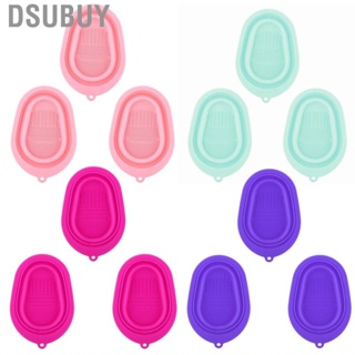 Dsubuy 3Pcs Silicone Makeup Cleaning Brush Scrubber Mat Foldable Bowl