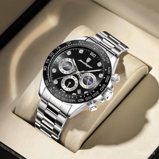 Poedagar Swiss Brand [พร้อมส่ง] 629 นาฬิกาข้อมือ มัลติฟังก์ชั่น กันน้ํา เรืองแสง หน้าปัดดวงจันทร์ โครโนกราฟ ปฏิทิน สําหรับผู้ชาย