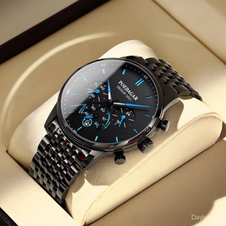 Poedagar Swiss Brand [พร้อมส่ง] นาฬิกาข้อมือ มัลติฟังก์ชั่น เรืองแสง 326 องศา โครโนกราฟ ปฏิทิน สําหรับผู้ชาย