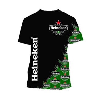 เสื้อยืดแขนสั้น คอกลม พิมพ์ลาย Heineken แฟชั่นสตรีท แบบใหม่ สําหรับผู้ชาย