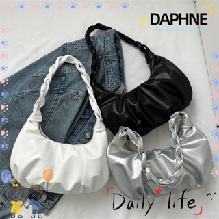 Daphne กระเป๋าถือ กระเป๋าสะพายไหล่ หนัง PU ขนาดใหญ่ จุของได้เยอะ สีพื้น แฟชั่นสําหรับสตรี