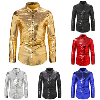 เสื้อเชิ้ตแขนยาวลําลอง แต่งกระดุม สีดํา สีแดง สีทอง สีฟ้า แฟชั่นฤดูใบไม้ร่วง และฤดูหนาว สําหรับผู้ชาย