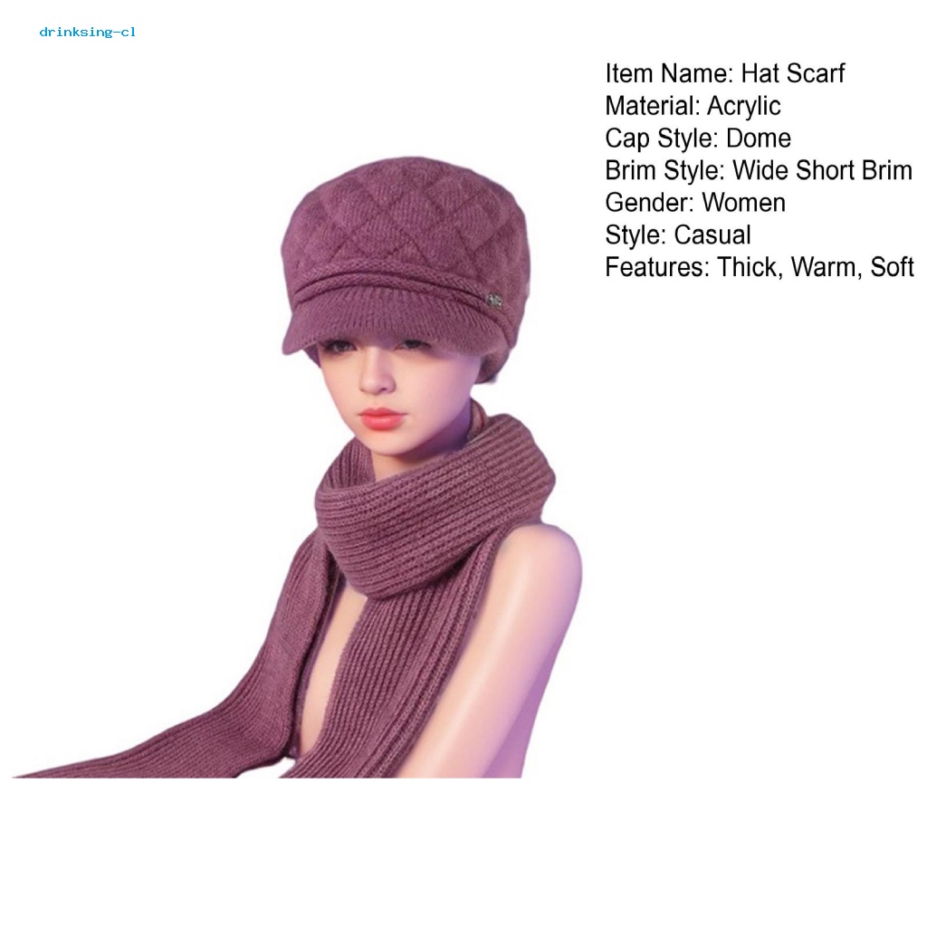 ชุดหมวกเบเร่ต์-ผ้าพันคอ-ผ้าถัก-แบบนิ่ม-ให้ความอบอุ่น-เหมาะกับใส่กลางแจ้ง-แฟชั่นฤดูหนาว-สําหรับผู้สูงอายุ-และผู้หญิง