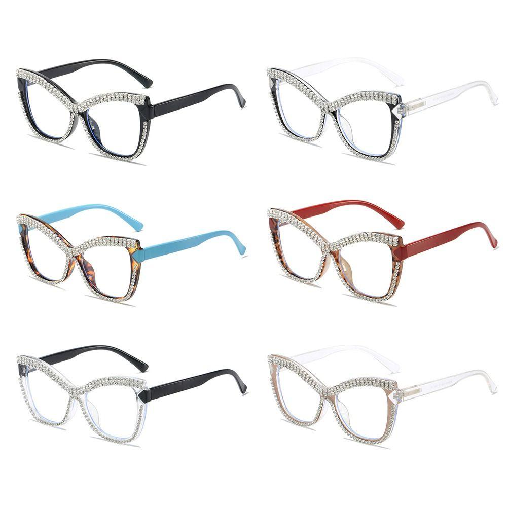 beauty-กรอบแว่นตา-ประดับเพชรคริสตัล-พลอยเทียม-รูปตาแมว-สไตล์วินเทจ-สําหรับผู้หญิง