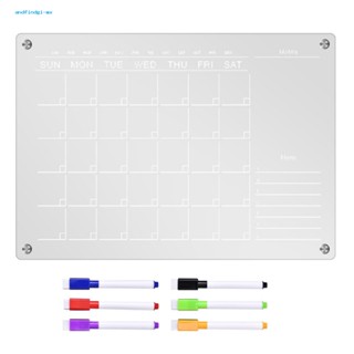 Andfindgi ปฏิทินแม่เหล็กติดตู้เย็น อะคริลิค ปฏิทินตู้เย็น นํากลับมาใช้ใหม่ได้ พร้อมปากกามาร์กเกอร์ วางแผนเดือนของคุณ อย่างง่ายดาย น้อยลง