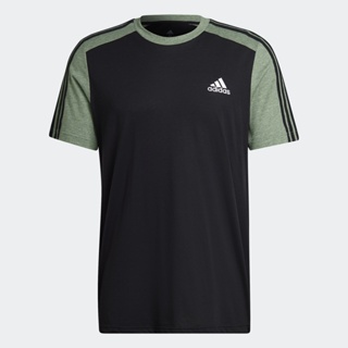 adidas ไลฟ์สไตล์ เสื้อยืดผ้าเมแลงจ์ Essentials ผู้ชาย สีดำ HK2896