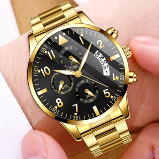 นาฬิกาข้อมือควอตซ์ อะนาล็อก ลําลอง สายสแตนเลส สําหรับผู้ชาย