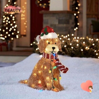 Beauty โคมไฟ LED รูปสุนัข คริสต์มาส สีทอง สร้างสรรค์ สําหรับในร่ม กลางแจ้ง
