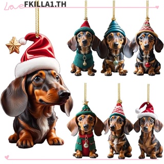 Faccfki จี้หมวกแม่มด สุนัข แขวนได้ การ์ตูนสุนัข ต้นคริสต์มาส เครื่องประดับ น่ารัก อะคริลิค งานฝีมือ รถ กระจกมองหลัง จี้คริสต์มาส