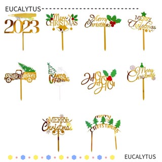 Eutus อุปกรณ์ตกแต่งเค้ก ลายคริสต์มาส 5 ชิ้น