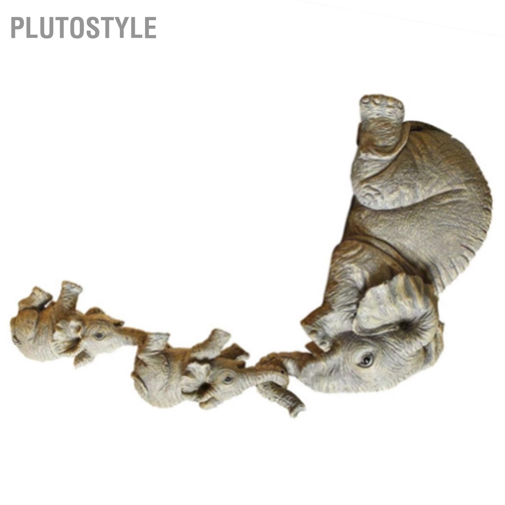 plutostyle-รูปปั้นช้างเรซิ่นตกแต่งช้างชั้นวางsitterแม่แขวนสองทารกfigurineสำหรับตกแต่งบ้านของขวัญพิธีขึ้นบ้านใหม่