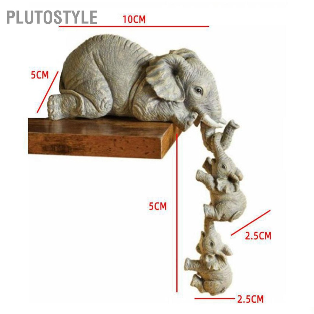 plutostyle-รูปปั้นช้างเรซิ่นตกแต่งช้างชั้นวางsitterแม่แขวนสองทารกfigurineสำหรับตกแต่งบ้านของขวัญพิธีขึ้นบ้านใหม่