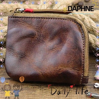 Daphne กระเป๋าสตางค์หนัง มีซิป หลากสี ใส่เหรียญ กุญแจ บัตร แฮนด์เมด สไตล์วินเทจ สําหรับผู้หญิง และผู้ชาย