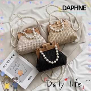 Daphne กระเป๋าสะพายไหล่ กระเป๋าถือ ประดับไข่มุก คุณภาพสูง เหมาะกับฤดูร้อน สําหรับสตรี