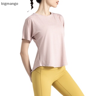 [bigmango] เสื้อยืดแขนสั้น แห้งเร็ว ระบายอากาศ เหมาะกับใส่เล่นโยคะ วิ่ง ฟิตเนส สําหรับผู้หญิง พร้อมส่ง