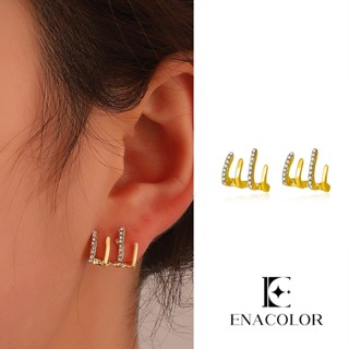 Enacolor ต่างหูเงิน S925 ประดับคริสตัล เพทาย มุก สไตล์เกาหลี