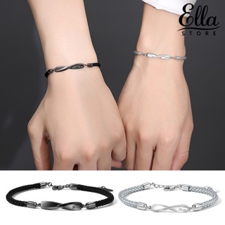 Ellastore123 สร้อยข้อมือแหวนเงิน แนวโรแมนติก หรูหรา สําหรับคู่รัก